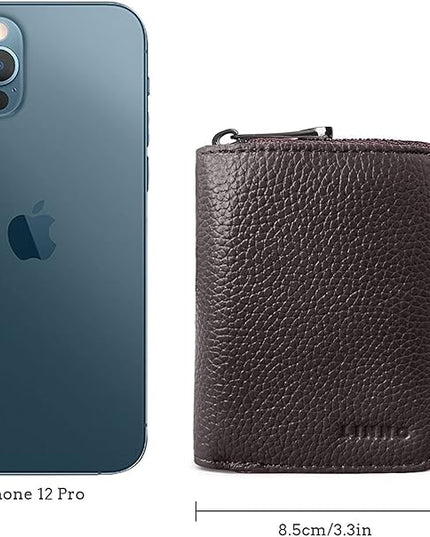 Linno RFID 20 Slots Credit Card Holder Genuine Leather Small Wallet for Women or Men with Zipper