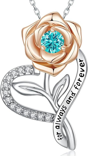 LAVALE Heart Birthstone Necklace for Women, Ideal Anniversary Birthday Gifts for Women Wife Girlfriend Her, Amazing Valentine's day Gift for Mom Women