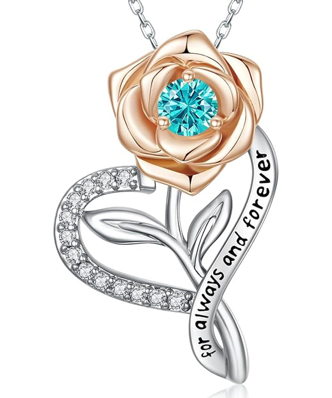 LAVALE Heart Birthstone Necklace for Women, Ideal Anniversary Birthday Gifts for Women Wife Girlfriend Her, Amazing Valentine's day Gift for Mom Women