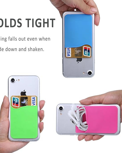 Adhesive Phone Wallet, 6 Pack Silicone Phone Wallet Stick on, Sticky Credit Card Holder for Phone Case, Adhesive Credit Card Holder for iPhone 16 15 14 13 12 Pro Max,iPad,Samsung Galaxy,LG,Tablet
