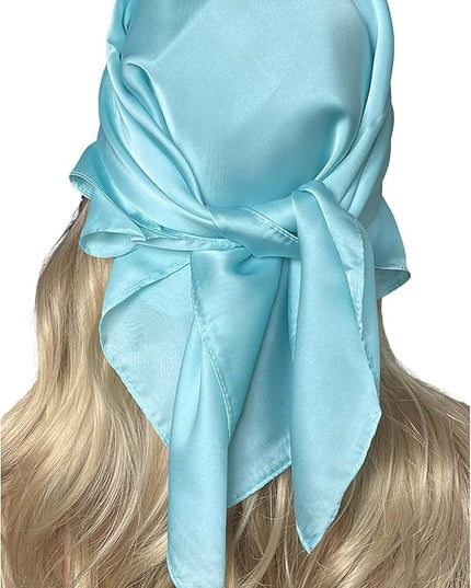 CHUNG Women's Square Satin Scarf 27.5" Bandanas Solid 50s Retro Neck Scarves Emulation Silk Handbag Hair Ribbons Necktie