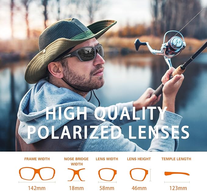 suoso Polarized Sports Sunglasses for Men: UV400 Protection Glasses Womens Wrap Around Goggles for Driving Fishing