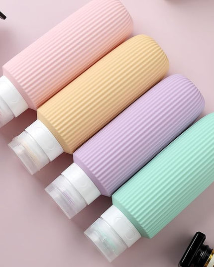 Travel Bottles for Toiletries, Large 6oz Travel Size Containers, BPA Free Leak Proof Tubs Refillable Liquid Accessories with Toiletry Bag for Cometic Shampoo and Lotion Soap (4 Pack)
