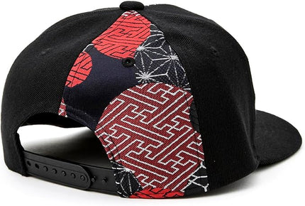 W@nderFabric Traditional Japanese Kimono Baseball Cap, Embroidered Pattern, Adjustable Snapback Flat Brim, 6-Panel Cap