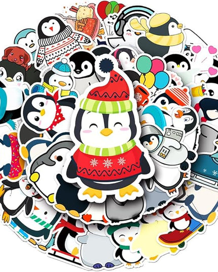 Cartoon Penguin Vinyl Stickers, 50 PCS Waterproof Animal Decals for Laptops, Scrapbooking, Notebooks, Water Bottles, Suitcases, Phones & DIY Decor