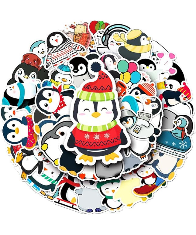 Cartoon Penguin Vinyl Stickers, 50 PCS Waterproof Animal Decals for Laptops, Scrapbooking, Notebooks, Water Bottles, Suitcases, Phones & DIY Decor