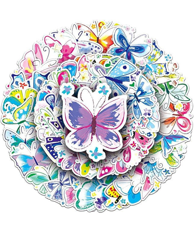 Colorful Butterfly Stickers for Teens Boys Girls Kids|50 Pcs|Vinly Waterproof Stickers for Laptop Tablet Flasks Scrapbook Bottles Phone Luggage Notebook,Insects Decal Pack(Colorful Butterfly-50Pcs)