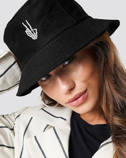 XYIYI Fashion Embroidery Bucket Hat Cotton Beach Fisherman Hats for Women Girls