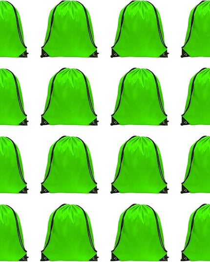 GoodtoU Drawstring Bags, Nylon Backpacks with Drawstring for Sport, Traveling, Team (Green, 16Pcs)