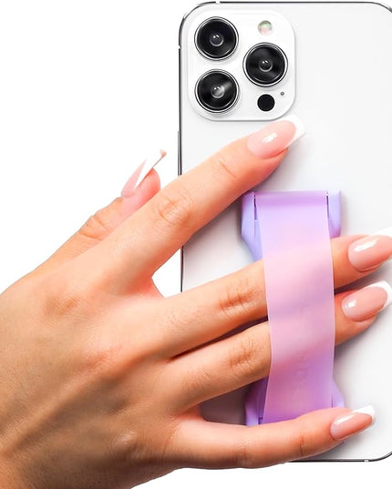 LOVEHANDLE PRO Premium Phone Grip - Silicone Phone Strap - Magnetic Phone Mount and Kickstand for Smartphone and Tablet - Lavender Glow Silicone