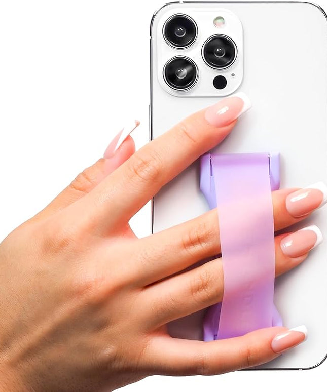 LOVEHANDLE PRO Premium Phone Grip - Silicone Phone Strap - Magnetic Phone Mount and Kickstand for Smartphone and Tablet - Lavender Glow Silicone
