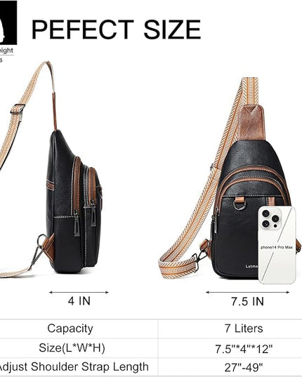 7L Sling Bag for Women Men Leather Small Sling Backpack Daypack Anti Theft Fanny Pack Crossbody Purse Travel
