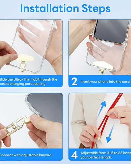 Adjustable Anti-Theft Phone Lanyard Neck & Crossbody Strap with 0.2mm Metal Tab & Comfort-Fit 8mm Rope(Tangerine)