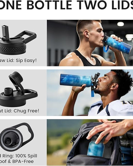 40oz Insulated Water Bottle, Triple Wall Vacuum Stainless Steel Water Bottles - Keeps Cold 48H, Reusable Metal water flask Jug for Gym, Sports, Camping, Hiking,Travel, Aurora-Blue
