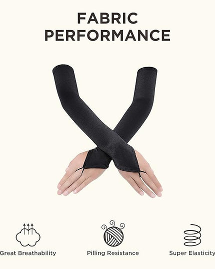 BABEYOND Long Opera Party 20s Satin Gloves Stretchy Adult Size Elbow Length