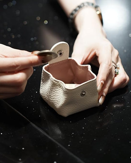 Cockatoo Genuine Leather Coin Pouch Change Holder, Mini Snap Pocket Wallet for Men Women (Ercu, Large)