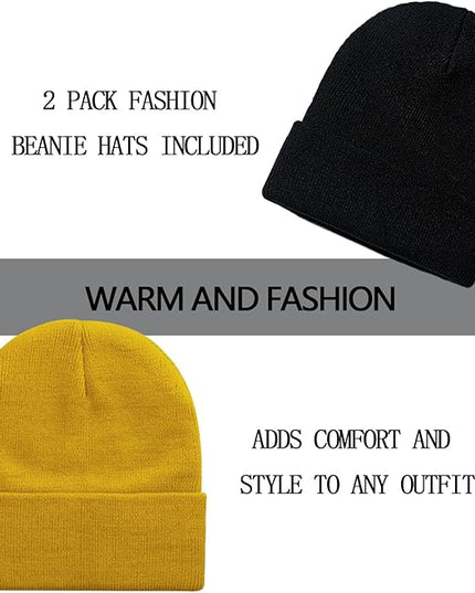 ZOORON 1&2 Pack Beanie for Men Women Slouchy Beanie Hats Winter Knit Caps Soft Ski Hat Unisex