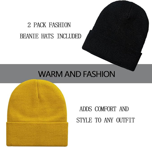 ZOORON 1&2 Pack Beanie for Men Women Slouchy Beanie Hats Winter Knit Caps Soft Ski Hat Unisex