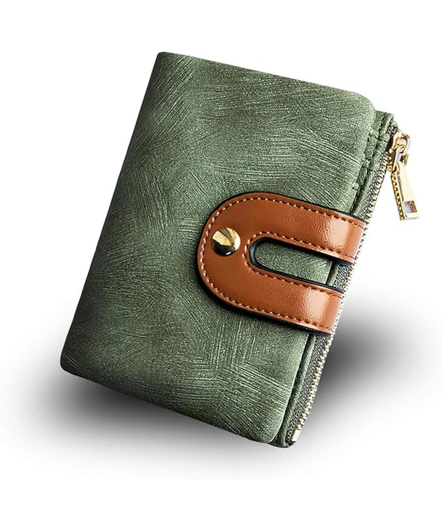 AOXONEL Women's Rfid Small Bifold Leather Wallet Ladies Mini Zipper Coin Purse id card Pocket,Slim Compact Thin