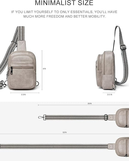Sling Bag For Women Faux Leather Small Casual Daypack Backpack Fanny Pack Crossbody Chest Bags Purse