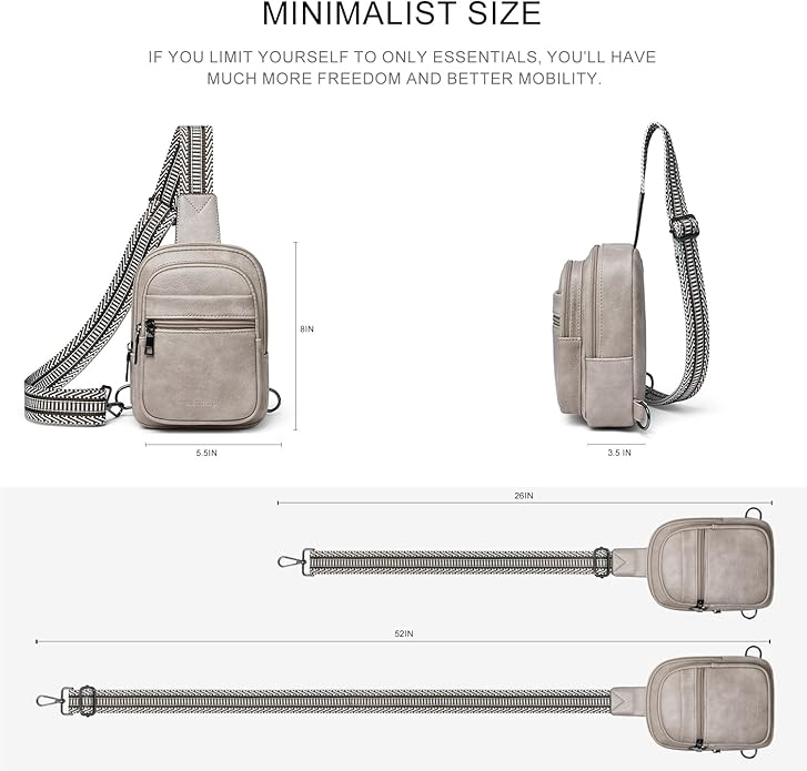 Sling Bag For Women Faux Leather Small Casual Daypack Backpack Fanny Pack Crossbody Chest Bags Purse