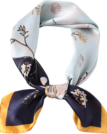 kcctoo 27.5" Mulberry Silk Feeling Head Scarf Women's Fashion Square Neck Satin Scarfs for Bag Hair Scarves Gift