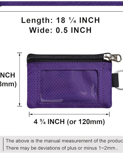 Minimalist RFID Blocking Small Wallet with ID Window,WaterResistant Zip Id Case Wallet with Lanyard Keychain for Cards,Cash,Travel,Women,Men