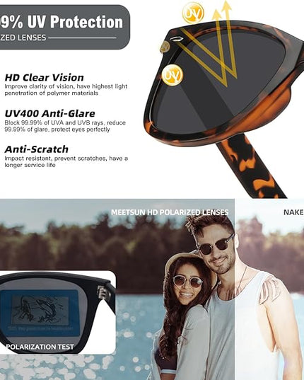 MEETSUN Polarized Sunglasses for Women Men Classic Retro Square Frame Driving Sun Glasses UV Protection