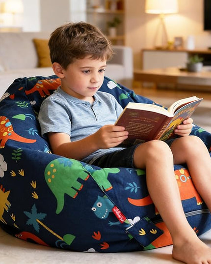 YuppieLife Kids Storage Bean Bag Cover（No Filling）Toy Organizer|Carrying Handle Sofa|Available for Kids and Teenager|Cuddle Chair|Machine Washable and Durable（27“,Dinosaur）