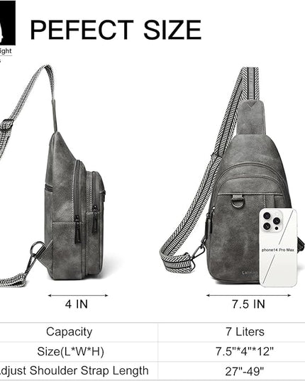 7L Sling Bag for Women Men Leather Small Sling Backpack Daypack Anti Theft Fanny Pack Crossbody Purse Travel