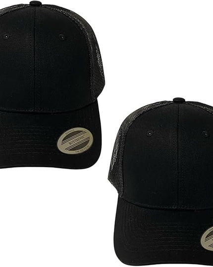 Classic Solid Black Mesh Trucker Hat - Adjustable Snapback Cap for Men & Women - Casual & Sporty Style