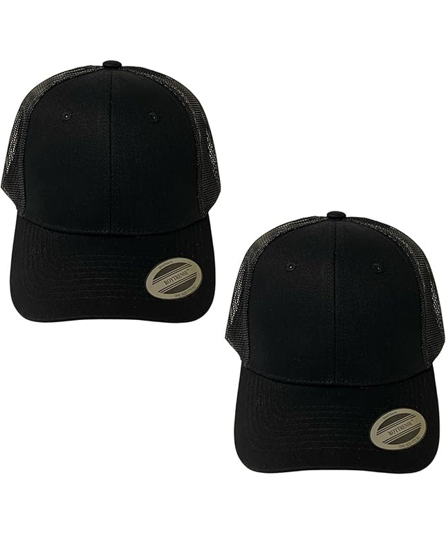 Classic Solid Black Mesh Trucker Hat - Adjustable Snapback Cap for Men & Women - Casual & Sporty Style