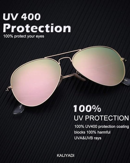 KALIYADI Classic Aviator Sunglasses for Men Women Driving Sun glasses Polarized Lens UV Blocking