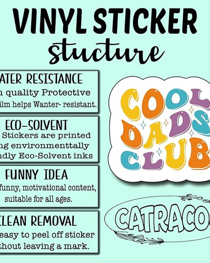 (3Pcs) Cool Dad's Club Sticker, Decal Gifts Dad Decorate Books Laptop Phone Water Bottles Kindles Stickers Tumbler Sticker Waterproof Vinyl Decorate Sticker 3" Inch