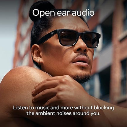 Ray-Ban Meta (Gen 1), Wayfarer, Shiny Black | Smart AI Glasses for Men, Women — 12 MP Ultra-Wide Camera, Open-Ear Speakers for Audio, Video Recording and Bluetooth — Green Lenses — Wearable Technology