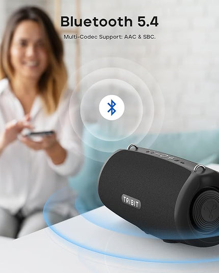 Tribit StormBox Lava Portable Bluetooth Speaker, 80W Loud Wireless Speaker, 24H Playtime, IP67 Waterproof, Bluetooth 5.4, Custom EQ, XBass, Built-in Mic, TWS Pairing for Camping/Beach/Party/Outdoor