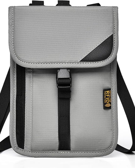 Passport Holder for Travel Pouch Neck Wallet for Traveling Women Men with RFID Blocking Waterproof and Slim Neck Pouch Adjustable Neck Strap (Z-Grey)