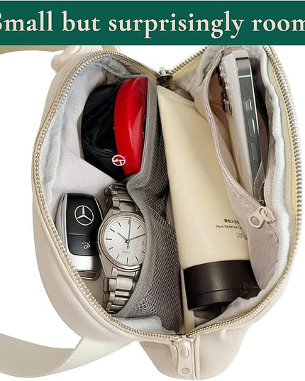 Anti-Theft Fanny Pack for Women & Men, Lightweight Secure Crossbody Waist Bag with Anti-Slip Adjustable Strap for Travel, Hiking, Running, Water-Resistant Belt Bag, Everyday Essentials Organizer Beige