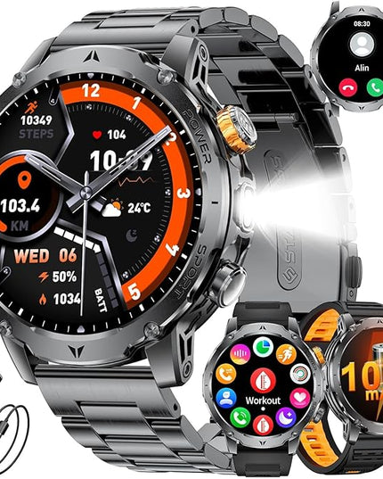 LIGE Smart Watch for Men with 1000mah,1.7" Smartwatch with Always Display,100+ Sports Modes,Flashlight,Health Tracker,IP68 Waterproof, Smart Watch for Android iOS Black