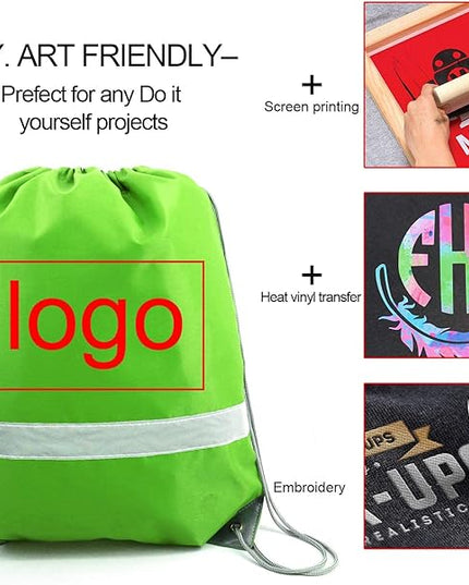 BeeGreen Drawstring Backpack Bags 20,30,50 Packs Reflective String Bags for Gym Sport Trip Cinch Sack DIY for Women Men