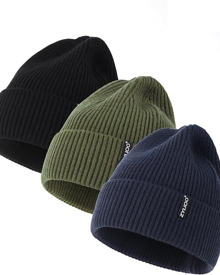 Zylioo Oversize Beanie Hats, XXL Big Size Ribbed Knit Cuffed Winter Hat for Cold Weather, Warm Skull Watch Cap