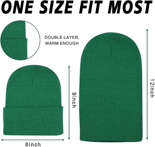 ZH 12-Pack Knitted Winter Beanie Hats for Men and Women, Warm and Cozy Cuffed Skull Caps, Bulk Purchase