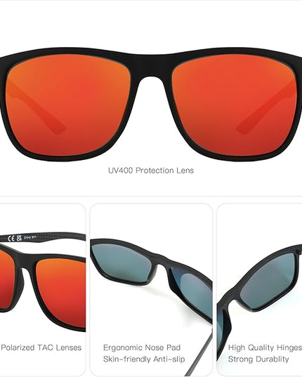 ZENOTTIC Square Polarized Sunglasses for Men Ultralight Carbon Fiber Sun Glasses Driving Fishing Golf Sports UV400 Protection