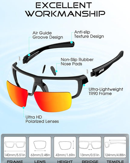 ATTCL Polarized Sunglasses Men for Fishing: UV Protection Lightweight TR90 Sports Wrap Sun Glasses Driving Golf Running