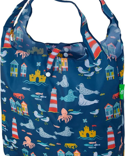 ECO CHIC Foldable Reusable Grocery Bags - Lightweight, Recycled & Reusable Shopping Bag - Waterproof Packable Tote