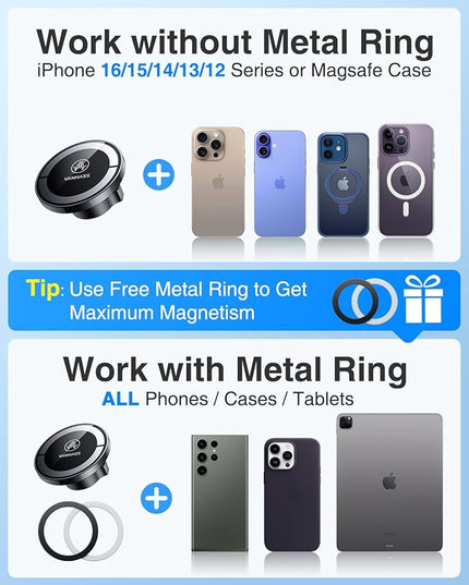 【Military-Grade】VANMASS for MagSafe Car Mount【Upgraded Strongest Magnetic&Suction】Phone Holder Cell Stand for Dashboard Windshield Vent, Tesla Truck Cradle for iPhone 17 Pro Max 16 15 14 13 12 Android