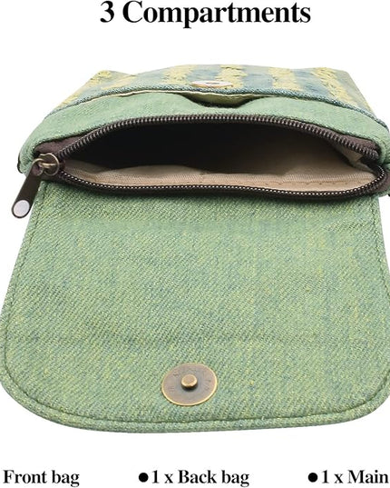 Women's Small Crossbody Bags Canvas Cellphone Purse Coin Pouch Wallet Mini Shoulder Handbags Wristlet Clutch
