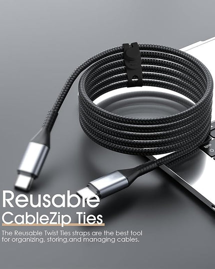 20Pcs Nearockle Silicone Cable Ties, 5.12 Inch Adjustable Cord Organizer Reusable Zip Ties for Charging Cords Earphone Computer Wire, Office Desk Cable Management Travel Accessories(Black)