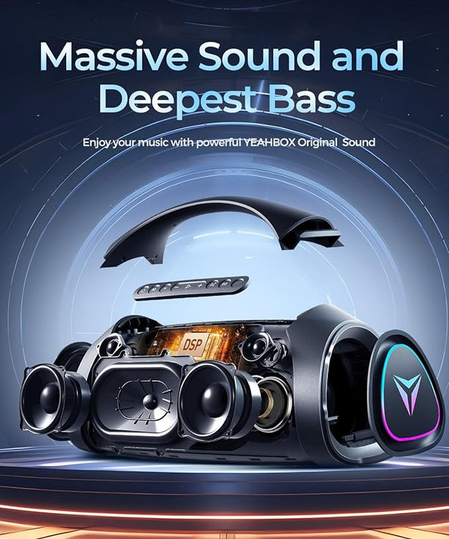 Sonic Boom MAX 300W Max Large Bluetooth Speaker Loud, Massive Bass, IPX66 Waterproof Party Portable Speaker with Subwoofer/EQ/Fast Charge, Outdoor Wireless Speakers