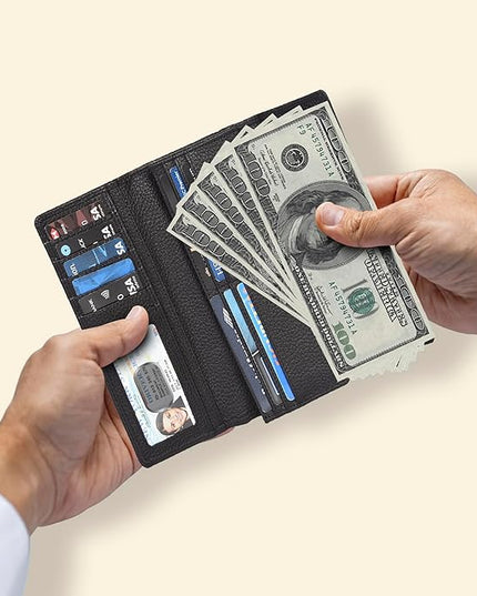 Real Leather Women Wallet Leather with RFID Blocking -Trifold Card Holder Designer Ladies Clutch with ID Window Wallets